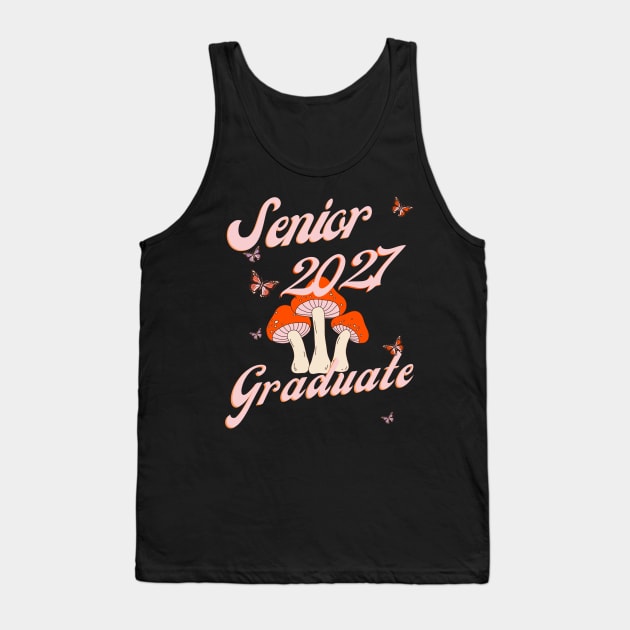 Retro Mushroom Senior 2027 Graduate Tank Top by Indecott